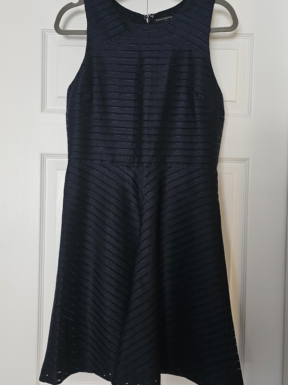 Banana Republic Navy Blue Asymmetrical Fit-and-Flare Dress
